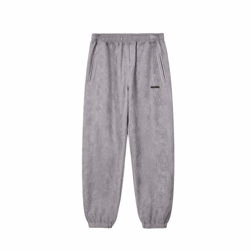 NOSAW Suede Sweatpants - Y2K Grunge & 90s Retro Style, Perfect for Y2K Summer & Party Outfits
