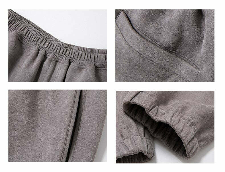 NOSAW Suede Sweatpants - Y2K Grunge & 90s Retro Style, Perfect for Y2K Summer & Party Outfits