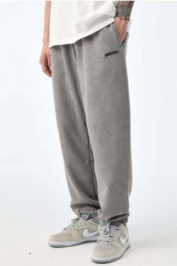 NOSAW Suede Sweatpants - Y2K Grunge & 90s Retro Style, Perfect for Y2K Summer & Party Outfits