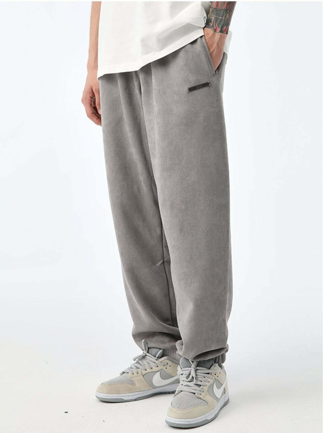 NOSAW Suede Sweatpants - Y2K Grunge & 90s Retro Style, Perfect for Y2K Summer & Party Outfits