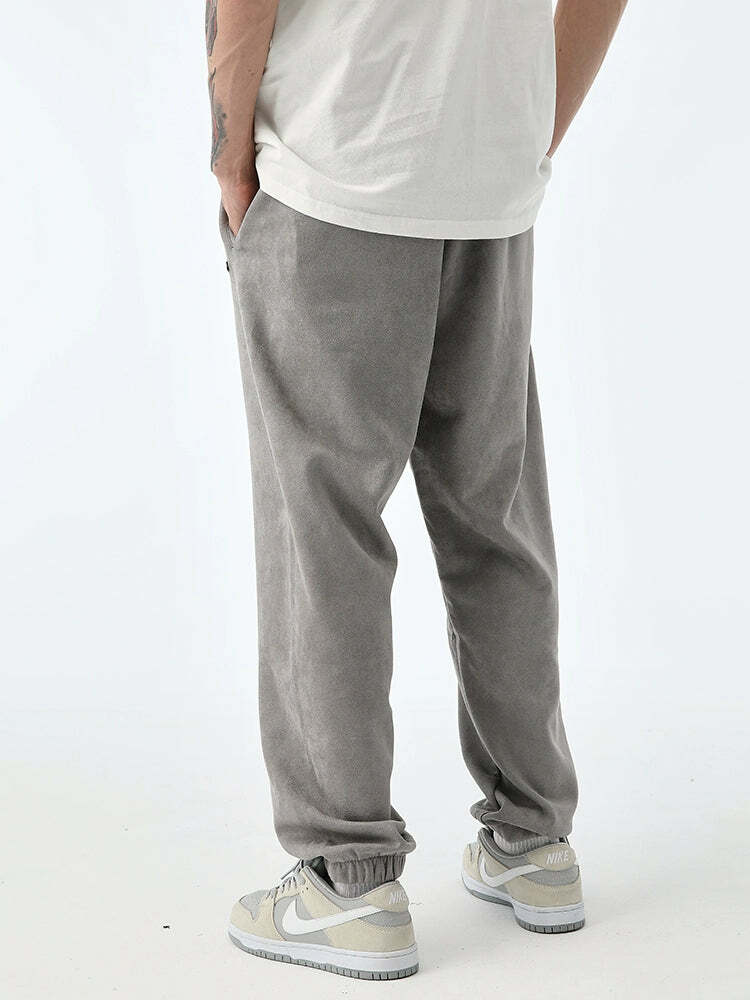 NOSAW Suede Sweatpants - Y2K Grunge & 90s Retro Style, Perfect for Y2K Summer & Party Outfits
