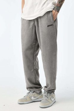 NOSAW Suede Sweatpants - Y2K Grunge & 90s Retro Style, Perfect for Y2K Summer & Party Outfits