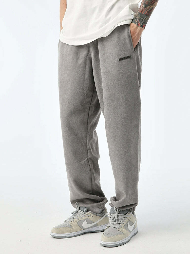 NOSAW Suede Sweatpants - Y2K Grunge & 90s Retro Style, Perfect for Y2K Summer & Party Outfits