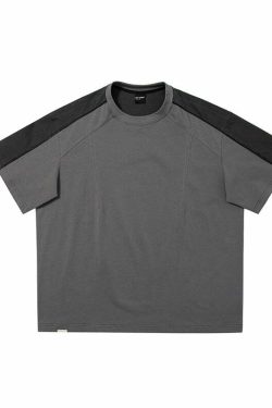 NOSAW Two-Tone Spliced Tee - Y2K Summer Grunge, 90s Retro, Pastel Goth, Y2K Club Outfit