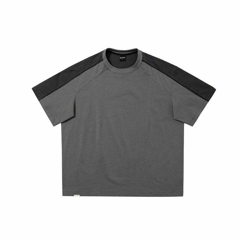 NOSAW Two-Tone Spliced Tee - Y2K Summer Grunge, 90s Retro, Pastel Goth, Y2K Club Outfit