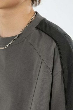 NOSAW Two-Tone Spliced Tee - Y2K Summer Grunge, 90s Retro, Pastel Goth, Y2K Club Outfit