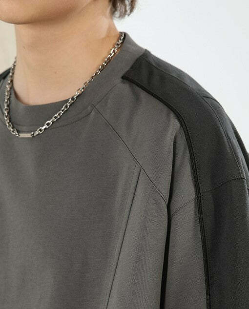 NOSAW Two-Tone Spliced Tee - Y2K Summer Grunge, 90s Retro, Pastel Goth, Y2K Club Outfit