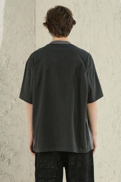 NOSAW Two-Tone Spliced Tee - Y2K Summer Grunge, 90s Retro, Pastel Goth, Y2K Club Outfit