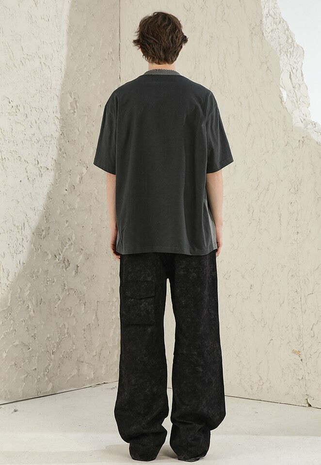 NOSAW Two-Tone Spliced Tee - Y2K Summer Grunge, 90s Retro, Pastel Goth, Y2K Club Outfit