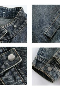 NOSAW Vintage Denim Striped Jacket - Y2K Summer, 90s Grunge, Retro Hip Hop, Y2K Club Outfit