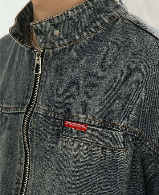 NOSAW Vintage Denim Striped Jacket - Y2K Summer, 90s Grunge, Retro Hip Hop, Y2K Club Outfit