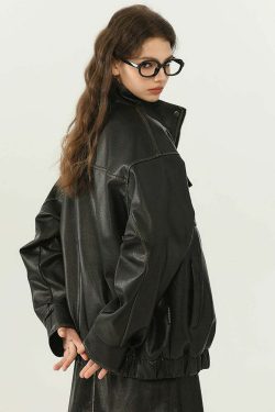 NOSAW Y2K Grunge Contrast-Lined Vintage Jacket - 90s Fashion, Retro Style, Summer Outfits