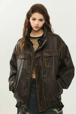 NOSAW Y2K Grunge Contrast-Lined Vintage Jacket - 90s Fashion, Retro Style, Summer Outfits