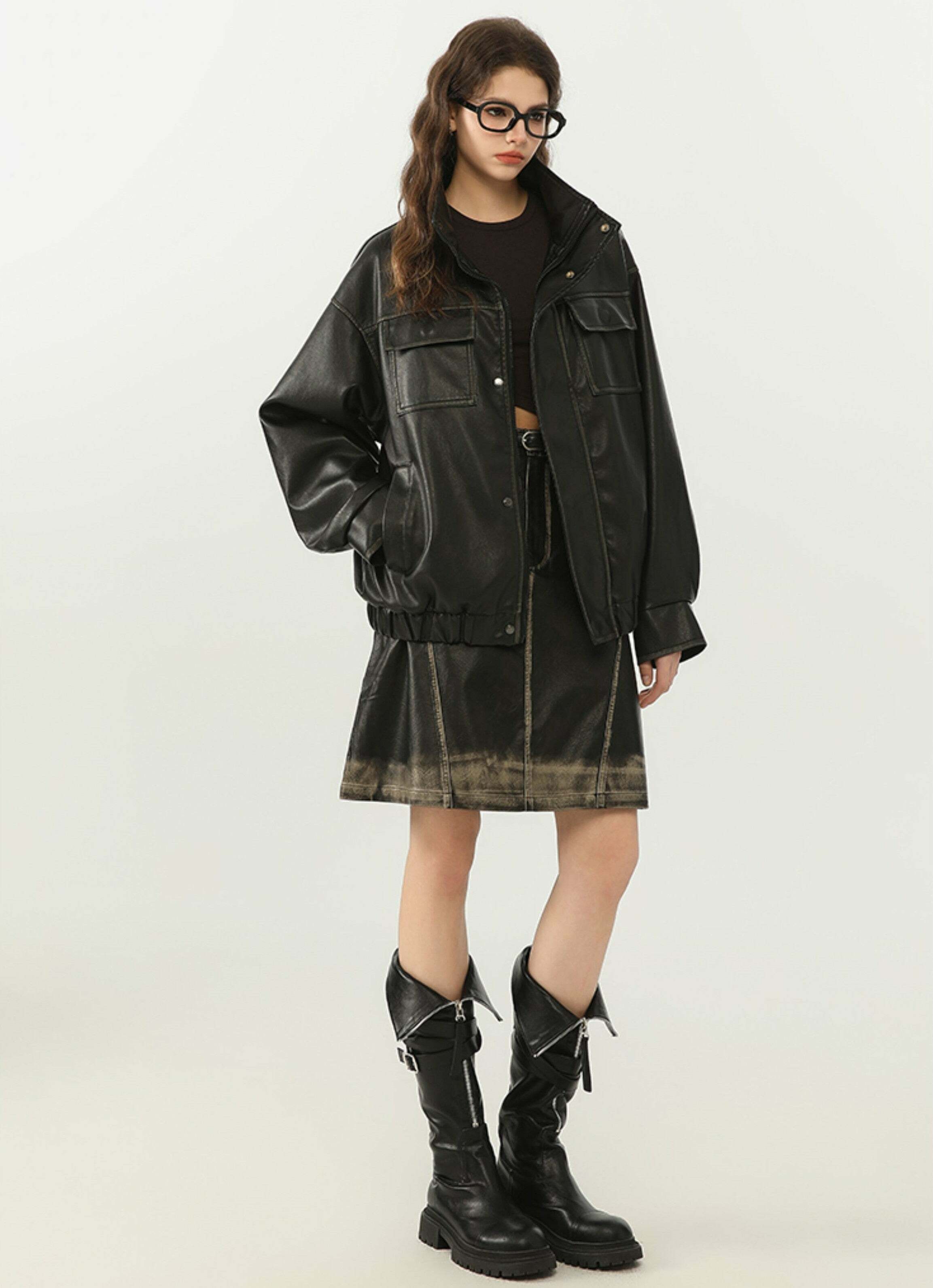 NOSAW Y2K Grunge Contrast-Lined Vintage Jacket - 90s Fashion, Retro Style, Summer Outfits