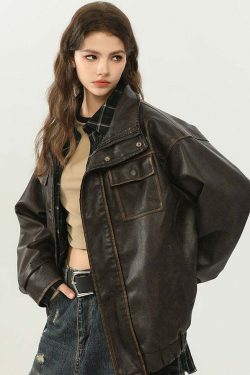 NOSAW Y2K Grunge Contrast-Lined Vintage Jacket - 90s Fashion, Retro Style, Summer Outfits