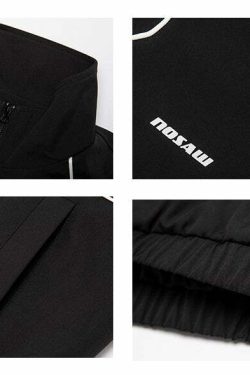 NOSAW Y2K Grunge Contrast Curved-Lined Jacket - 90s Retro, Summer, Party, and Club Outfits