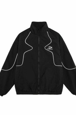 NOSAW Y2K Grunge Contrast Curved-Lined Jacket - 90s Retro, Summer & Party Outfits