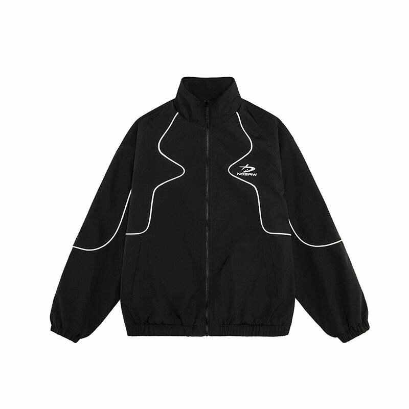 NOSAW Y2K Grunge Contrast Curved-Lined Jacket - 90s Retro, Summer & Party Outfits