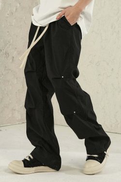 NOSAW Y2K Pleated Stud Cargo Pants - 90s Grunge, Retro Summer, Gothic Y2K Fashion
