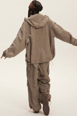 NOSAW Y2K Wide-Leg Ruched Cargo Pants - 90s Grunge, Retro, Summer, and Party Outfits