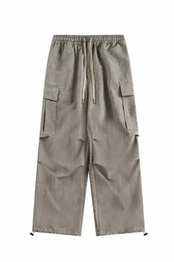 NOSAW Y2K Wide-Leg Ruched Cargo Pants - 90s Grunge, Retro, Summer, and Party Outfits