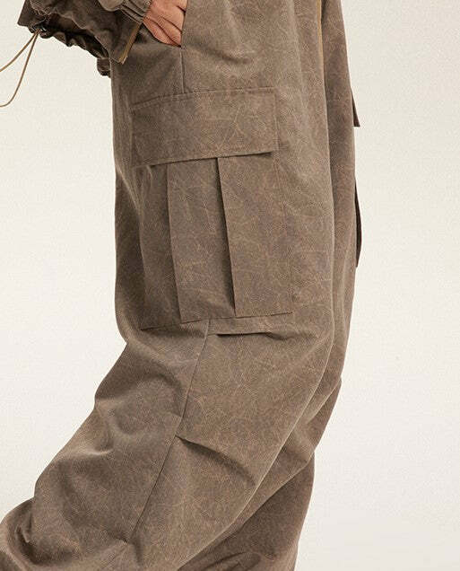 NOSAW Y2K Wide-Leg Ruched Cargo Pants - 90s Grunge, Retro, Summer, and Party Outfits
