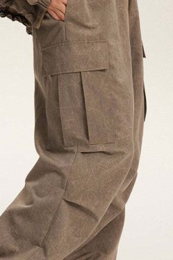 NOSAW Y2K Wide-Leg Ruched Cargo Pants - 90s Grunge, Retro Summer, Pastel Goth, Hip Hop Style