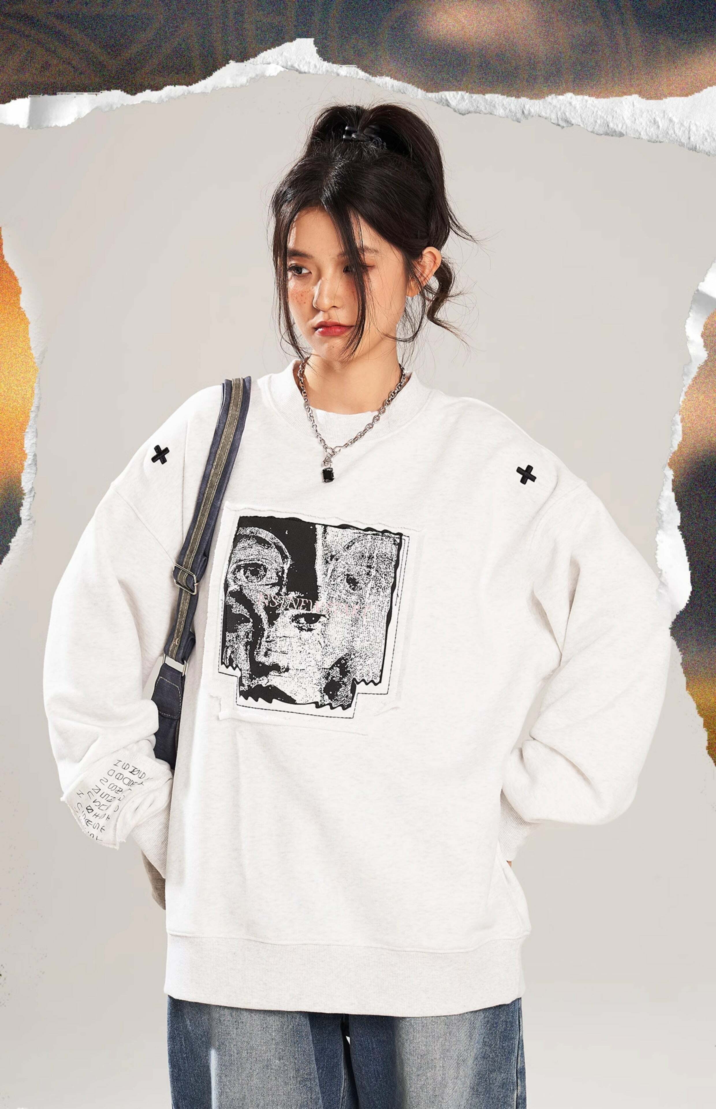NSTNEW START 'Visions' Collage Sweater - Y2K Summer, 90s Grunge, Retro, Pastel Goth, Y