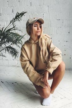 Nude Hoodie - Y2K Summer Grunge Outfit, 90s Retro Style, Y2K Club & Party Fashion