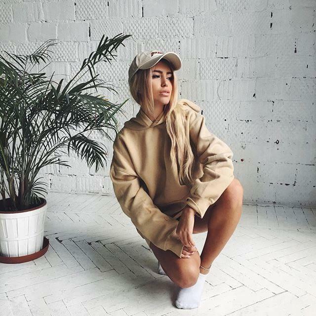 Nude Hoodie - Y2K Summer Grunge Outfit, 90s Retro Style, Y2K Club & Party Fashion