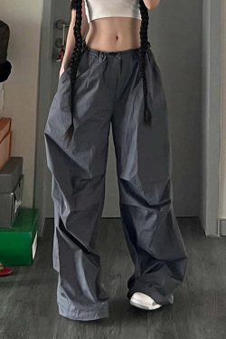 Nysa Loose Parachute Pants - Y2K Summer Grunge, 90s Retro, Gothic Y2K, Y2K Club Out