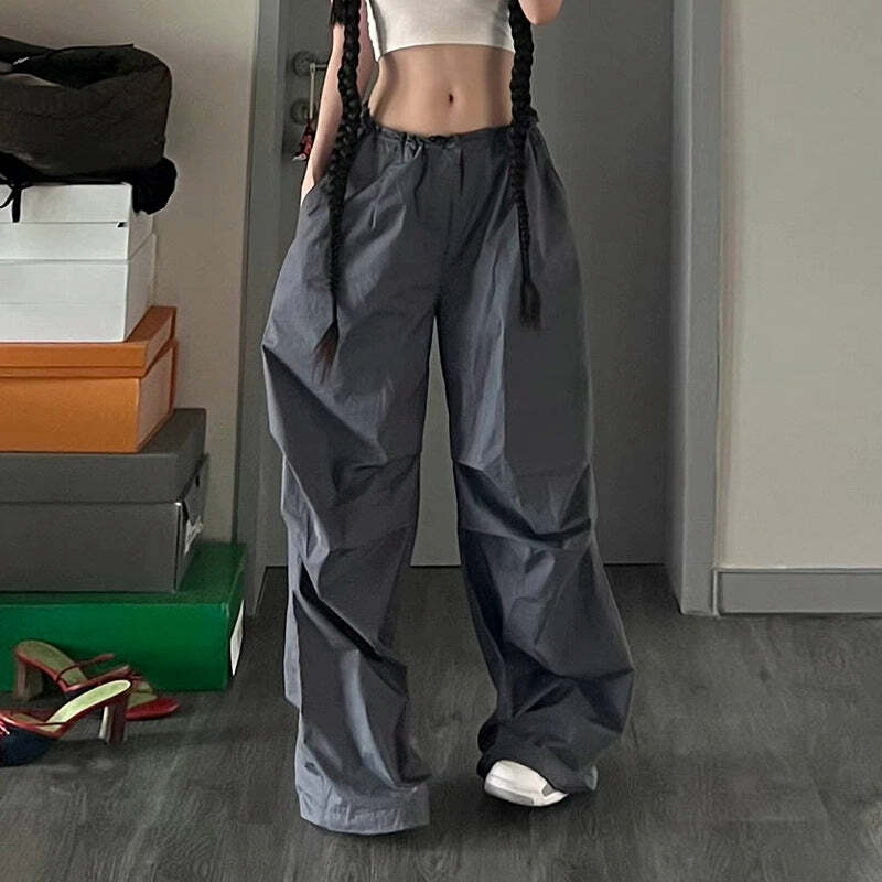 Nysa Loose Parachute Pants - Y2K Summer Grunge, 90s Retro, Gothic Y2K, Y2K Club Out