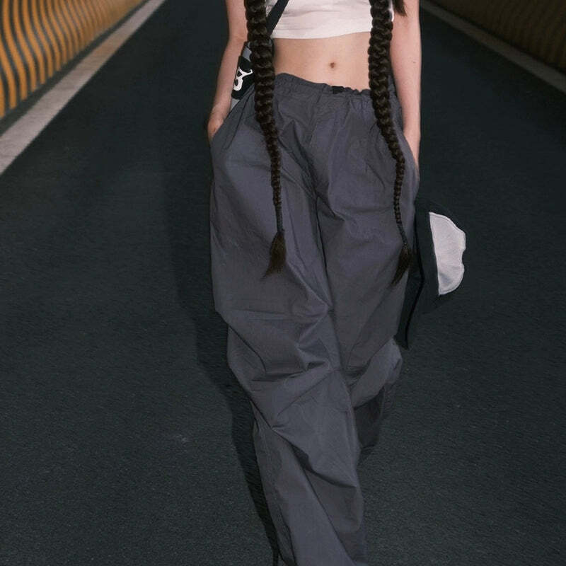 Nysa Loose Parachute Pants - Y2K Summer Grunge, 90s Retro, Gothic Y2K, Y2K Club Out