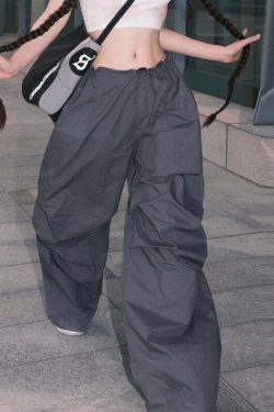 Nysa Loose Parachute Pants - Y2K Summer Grunge, 90s Retro, Gothic Y2K, Y2K Club Out