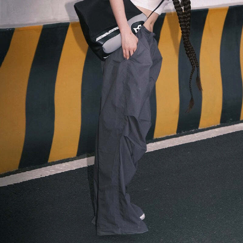 Nysa Loose Parachute Pants - Y2K Summer Grunge, 90s Retro, Gothic Y2K, Y2K Club Out