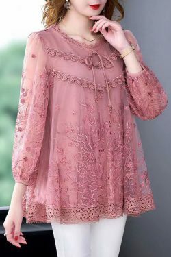 Organic Pink Embroidered Patchwork Tulle Top - Y2K Summer, 90s Fashion, Grunge, Retro Style