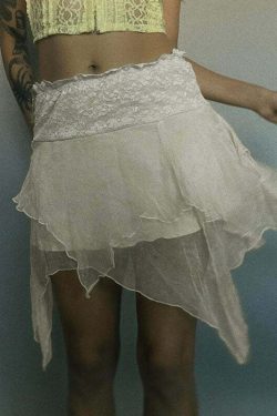 Paityn Mesh Mini Skirt - Y2K Summer Grunge, 90s Retro, Gothic Pastel Goth, Y2K Party Outfit