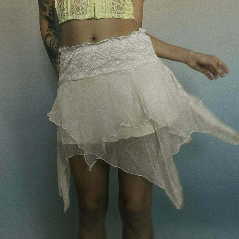 Paityn Mesh Mini Skirt - Y2K Summer Grunge, 90s Retro, Gothic Pastel Goth, Y2K Party Outfit