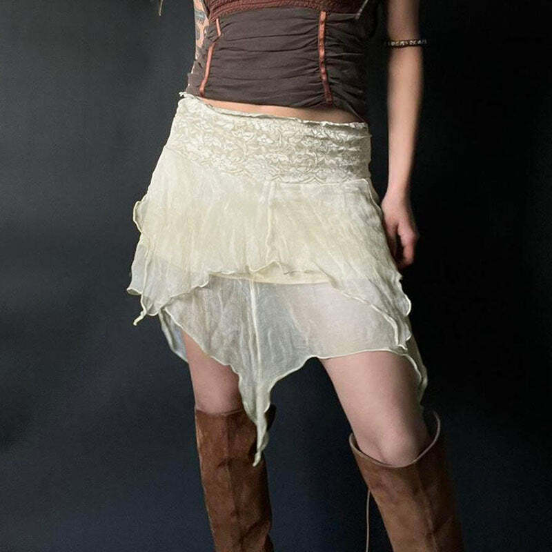 Paityn Mesh Mini Skirt - Y2K Summer Grunge, 90s Retro, Gothic Pastel Goth, Y2K Party Outfit
