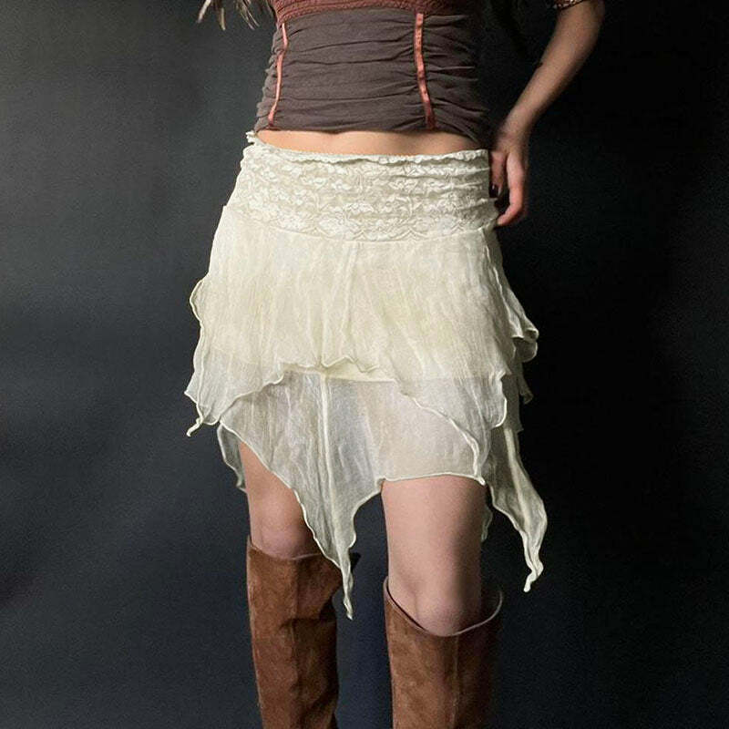 Paityn Mesh Mini Skirt - Y2K Summer Grunge, 90s Retro, Gothic Pastel Goth, Y2K Party Outfit