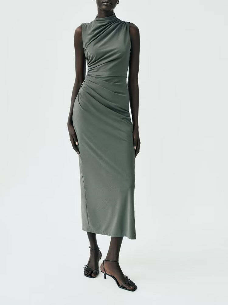 Paola Pleated Midi Dress - Y2K Summer Outfit, 90s Fashion, Grunge, Retro Style, Y2K Party Look