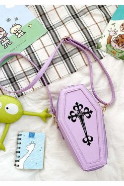 Pastel Goth Coffin Shape Purse - Y2K Grunge, 90s Retro, Summer Outfits, Party & Club Fashion