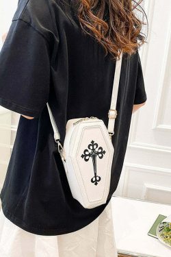 Pastel Goth Coffin Shape Purse - Y2K Grunge, 90s Retro, Summer Outfits, Party & Club Fashion