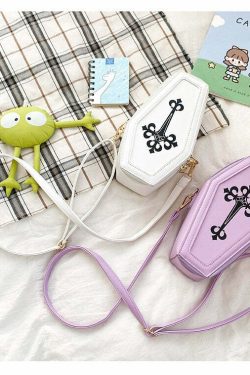 Pastel Goth Coffin Shape Purse - Y2K Grunge, 90s Retro, Summer Outfits, Party & Club Fashion