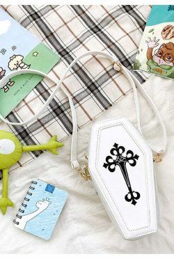 Pastel Goth Coffin Shape Purse - Y2K Grunge, 90s Retro, Summer Outfits, Party & Club Fashion