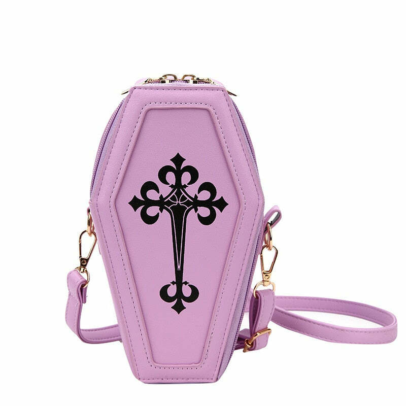 Pastel Goth Coffin Shape Purse - Y2K Grunge, 90s Retro, Summer Outfits, Party & Club Fashion