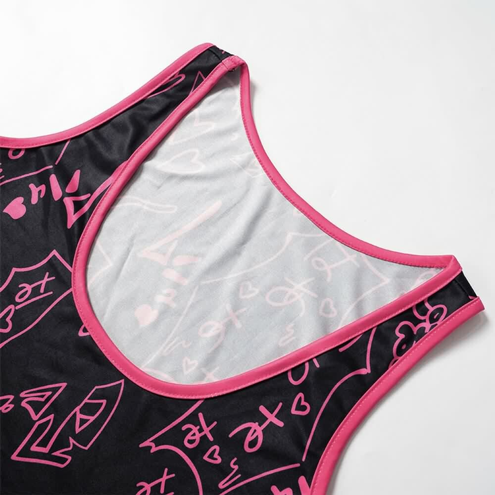 Pastel Goth High Cut Bodysuit - Y2K Summer Grunge Outfit, 90s Fashion, Retro Style