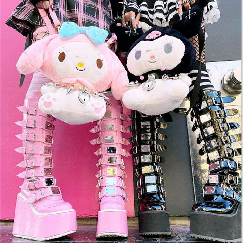 Pastel Goth Pink Platform Boots - Y2K Summer, 90s Grunge, Retro Style, Y2K Party Outfits