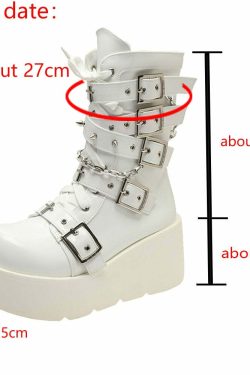 Pastel Goth White Motorcycle Boots - Y2K Grunge, 90s Fashion, Retro Style, Y2K Outfits