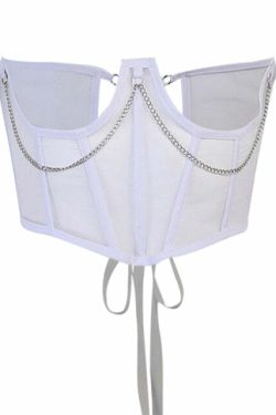 Pastel Goth White Underbust Corset - Y2K Summer, 90s Grunge, Retro Fashion, Y2K Party Outfit